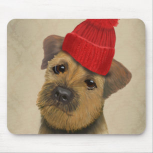 Tapis De Souris Frontière Terrier avec le casquette rouge de