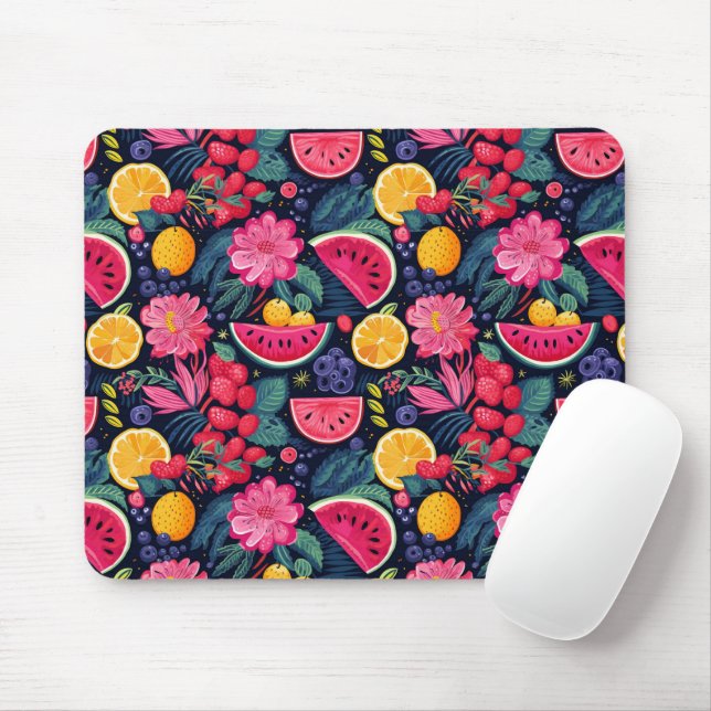 Tapis De Souris Fruits et fleurs tropicaux (Avec souris)