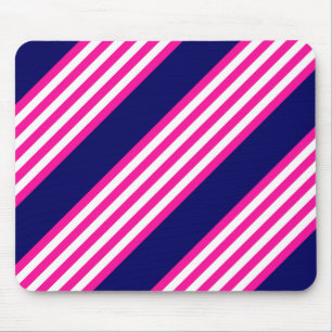 Tapis De Souris Fuchsia et blanc cinq bandes motif avec bleu