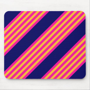 Tapis De Souris Fuchsia et rayures jaunes avec bleu marine