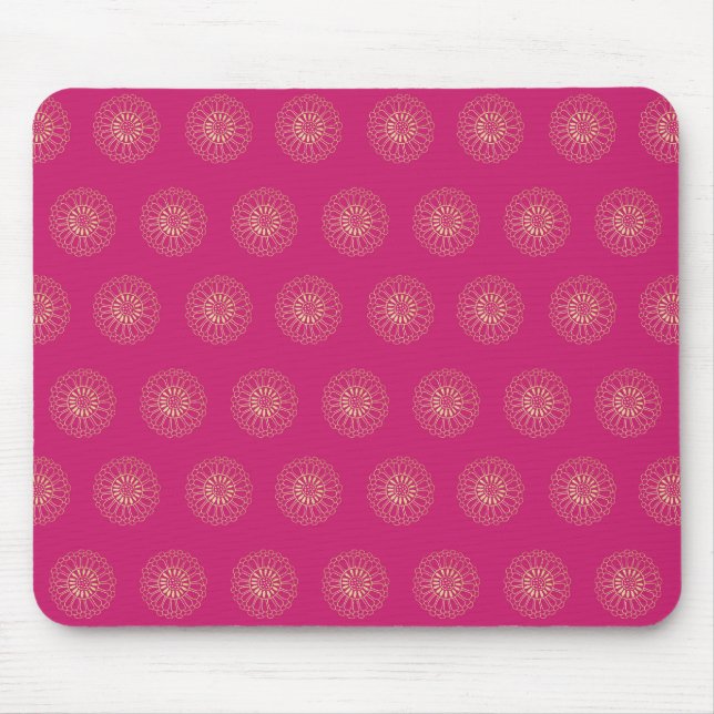 Tapis De Souris Fuchsia | Golden Zinnia Flower Medallions (Devant)