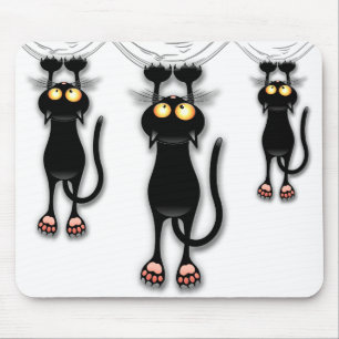 Tapis De Souris Fun Chat Noir Tombant Mousepad