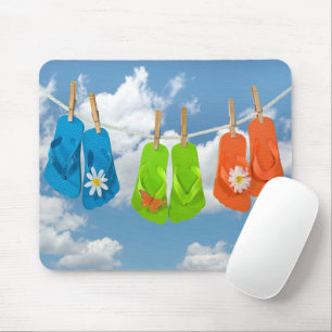 Tapis De Souris Fun Flip-Flops Sur Clothesline