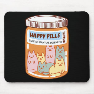 Tapis De Souris Fun Happy Pills Chat Mignonne Santé Mentale Chats