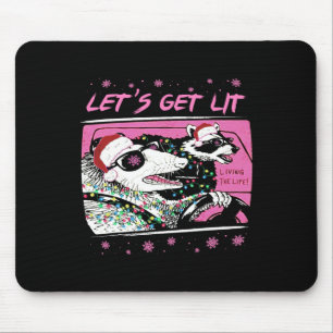 Tapis De Souris Fun Possum Raccoon Lets Obtenir Trash Street Pink