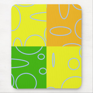 Tapis De Souris Fun Retro Quad Jaune Vert Orange Géométrique