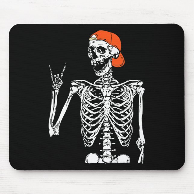 Tapis De Souris Fun Rocker Skeleton Hand Rock on Costume Halloween (Devant)