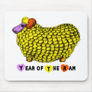 Tapis De Souris Funky Jaune Ram Chinois Année Zodiac Anniversaire