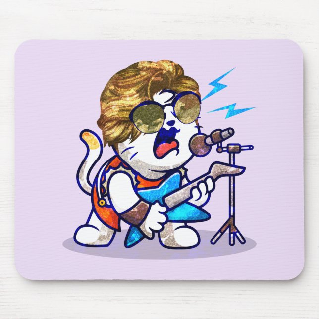 Tapis De Souris Funky Rockstar Cat - Musique Cool Lover Kitty (Devant)
