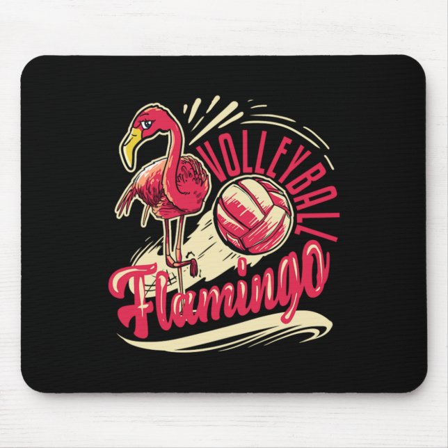 Tapis De Souris Funny Beach Vball Flamant rose rose Volley (Devant)
