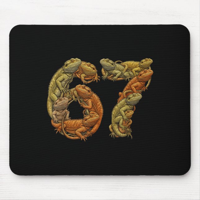 Tapis De Souris Funny Bearded Dragon 6 7 Meme Six Seven Beardzilla (Devant)