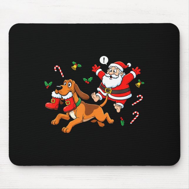 Tapis De Souris Funny Bloodhound Santa Claus Boots Christmas Women (Devant)