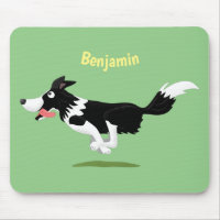 Funny Border Collie chien en course dessin animé