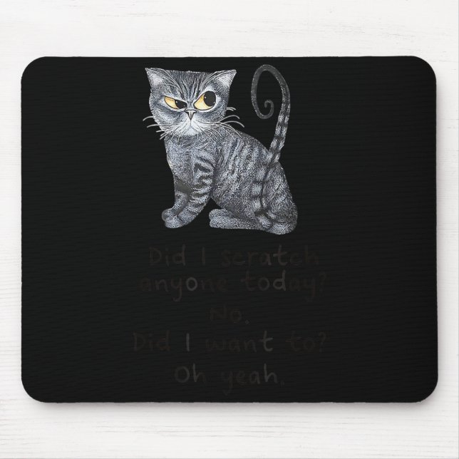 Tapis De Souris Funny Ca_ Sarcastic Cat Did I Scratched Anyone Tod (Devant)