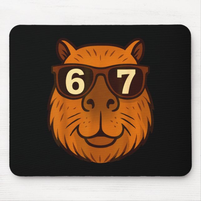 Tapis De Souris Funny Capybara Sungles 67 Six Seven Meme  (Devant)