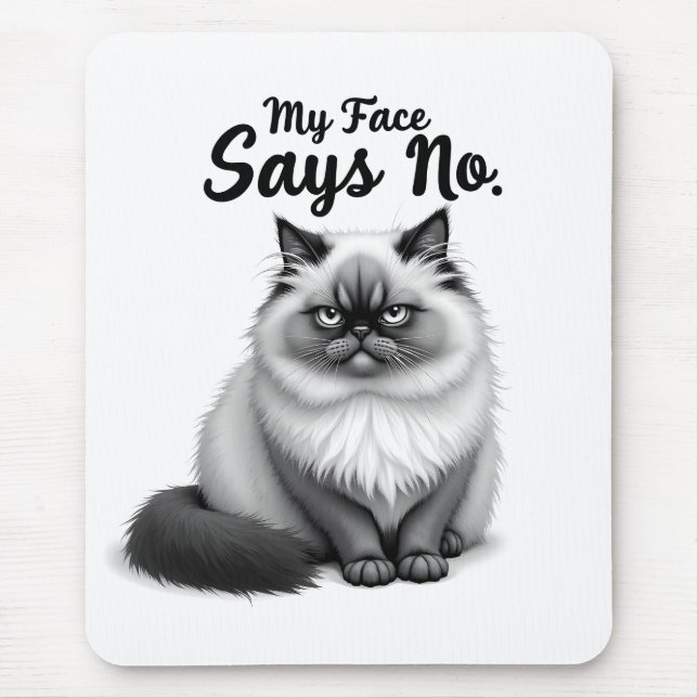 Tapis De Souris Funny Cat Face Illustration – Minimal Cute Cat Art (Devant)