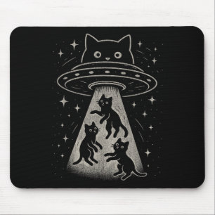 Tapis De Souris Funny Chat Ufo Cute Kitty Espace Alien Aes