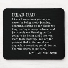 Tapis De Souris Funny Cher Papa Lettre De La Fille Customisée