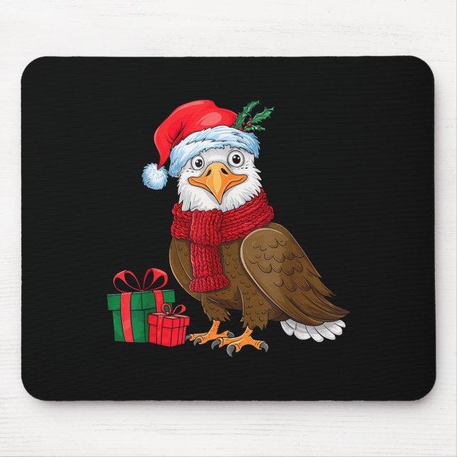 Tapis De Souris Funny Christmas Eagle Patriotic Bald Eagle With Sa (Devant)