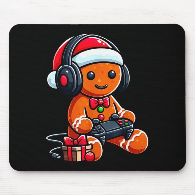 Tapis De Souris Funny Christmas Gamer Gingerbread Xmas Gaming Men  (Devant)