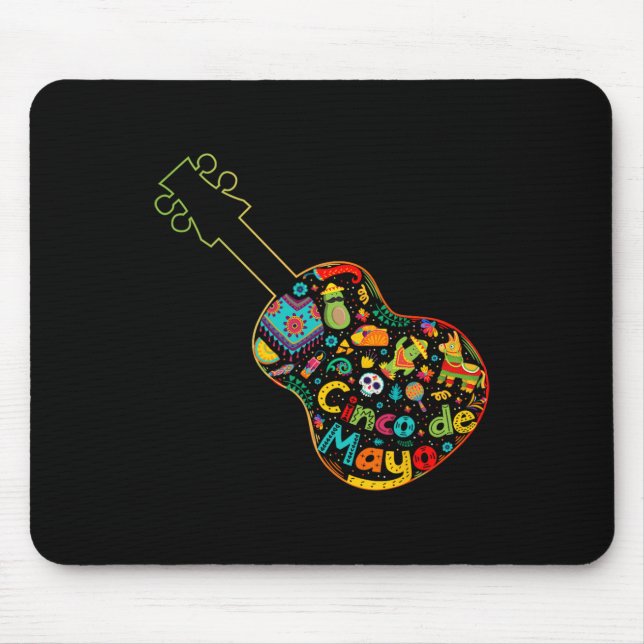 Tapis De Souris Funny Cinco De Mayo Guitare Fiesta Mexicaine Cinco (Devant)