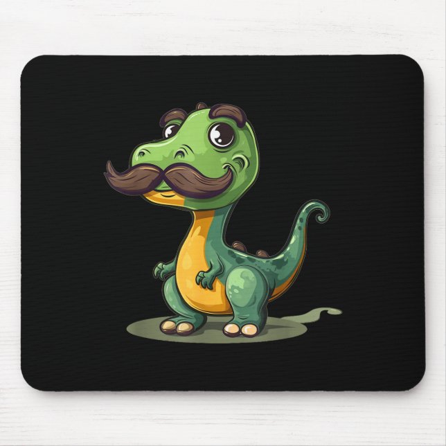 Tapis De Souris Funny Dinosaur With Mustache Beard For Adults And  (Devant)