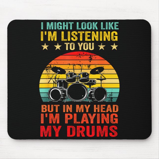 Tapis De Souris Funny Drummer Men Women Drumline Drumming Musical  (Devant)