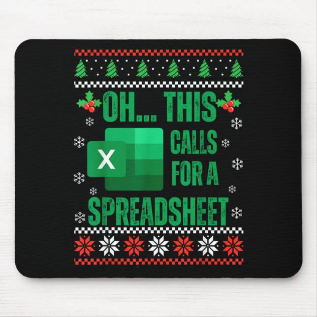 Tapis De Souris Funny Excel Spreadsheets Christmas Sweater Lover A (Devant)