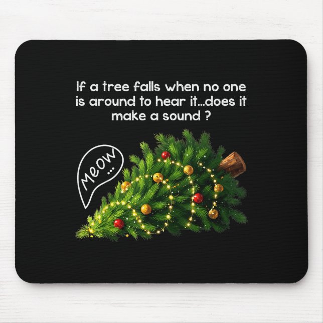 Tapis De Souris Funny Felines Pushing Christmas Tree Ugly Xmas Paj (Devant)