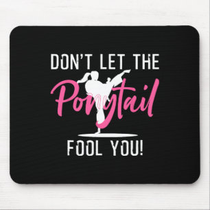 Tapis De Souris Funny Girl Karate Design Kids Women Kickboxing Bla
