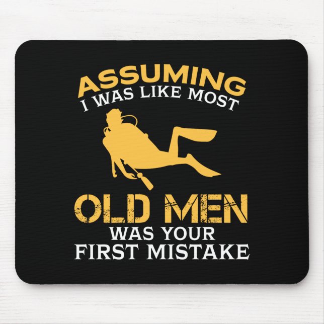 Tapis De Souris Funny Old Men Who Loves Scuba Diving  (Devant)