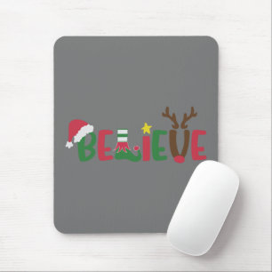 Tapis De Souris Funny Père Noël Casquette croire Snowflakes Noël