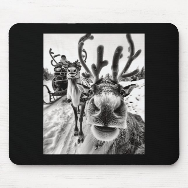Tapis De Souris Funny Reindeer Selfie Christmas  (Devant)