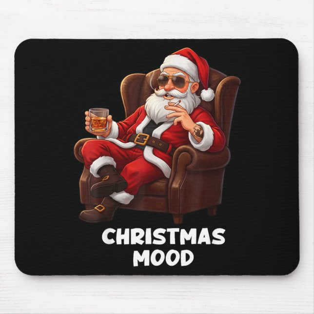Tapis De Souris Funny Sarcastic Santa Smoking And Drinking “christ (Devant)