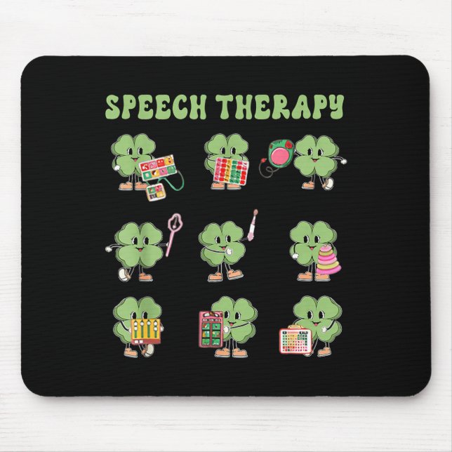 Tapis De Souris Funny Shamrock Speech Therapy St Patrick's Day Slp (Devant)