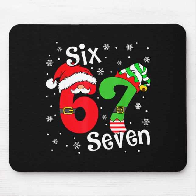 Tapis De Souris Funny Six Seven 67 Meme 6 7 Elf Santa Christmas Pa (Devant)