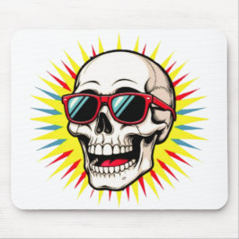 Tapis De Souris **Funny Skull With Sunglasses – Cartoon Laughing S