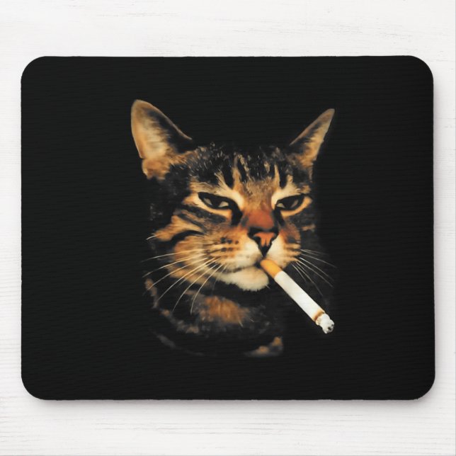 Tapis De Souris Funny Smoking Cat Cigarette Kitten Meme Stupid Bra (Devant)