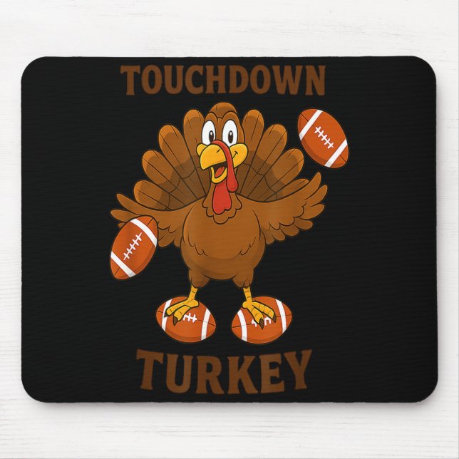 Tapis De Souris Funny Thanksgiving Football Touchdown Turkey  (Devant)