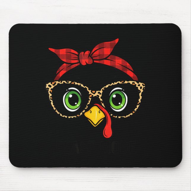 Tapis De Souris Funny Thanksgiving Turkey, Leopard Gles &amp; Buff (Devant)