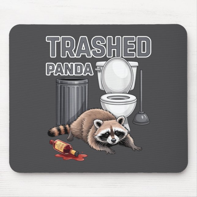 Tapis De Souris Funny Trashed Panda Raccoon Gets Drunk  (Devant)
