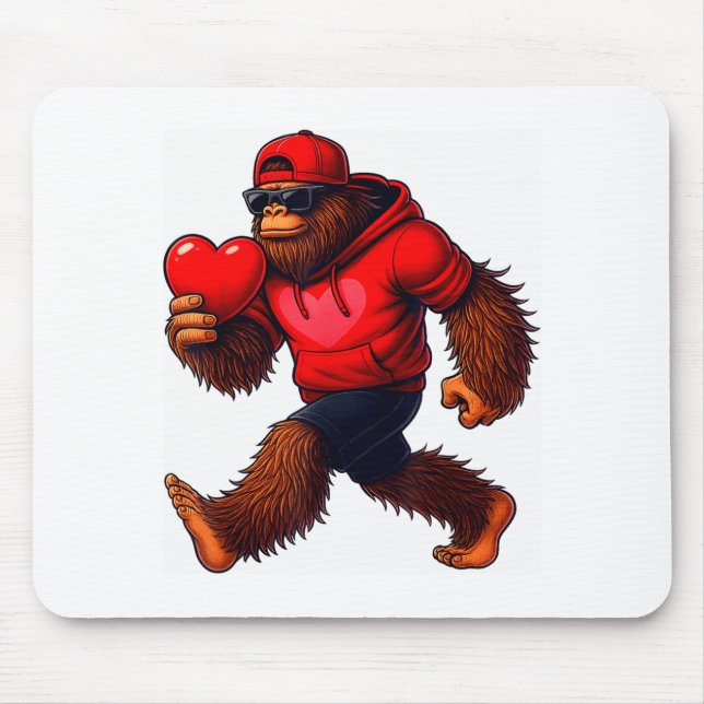 Tapis De Souris Funny Valentines Day Bigfoot Heart Sungles Sasquat (Devant)
