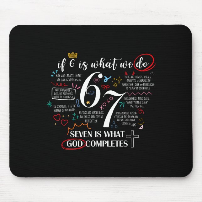 Tapis De Souris Funny What God Completes 6 7 Meme Jesus Christian  (Devant)