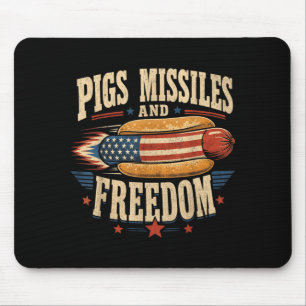 Tapis De Souris Fusées de porc et liberté 4 juillet patriotique