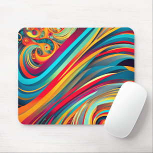 Tapis De Souris Fusion de vague de couleur – Art abstrait moderne 