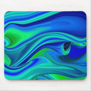 Tapis De Souris futuriste, Abstrait en vert et bleu