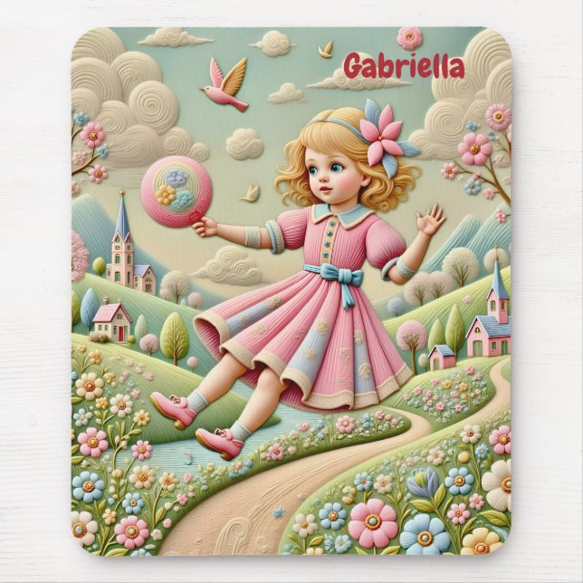 Tapis De Souris GABRIELLA ~ Broderie Pastel ~ Mousepad (Devant)