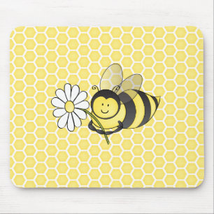 Tapis De Souris Gaffez l'abeille avec la marguerite
