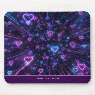 Tapis De Souris Galaxie du cœur néon lumineux Éclat d'amour cosmiq