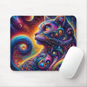 Tapis De Souris Galaxie mystique spirale Chat arc-en-ciel